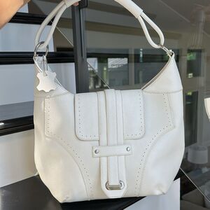 Genuine leather white shoulder handbag purse tote
